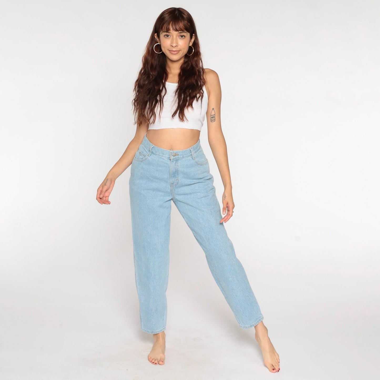 90s Gitano Mom Jeans Blue High Waisted Tapered Denim Medium