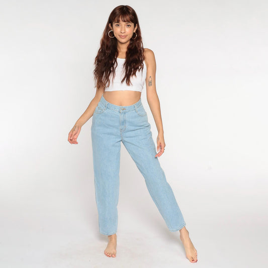 90s Gitano Mom Jeans Blue High Waisted Tapered Denim Medium