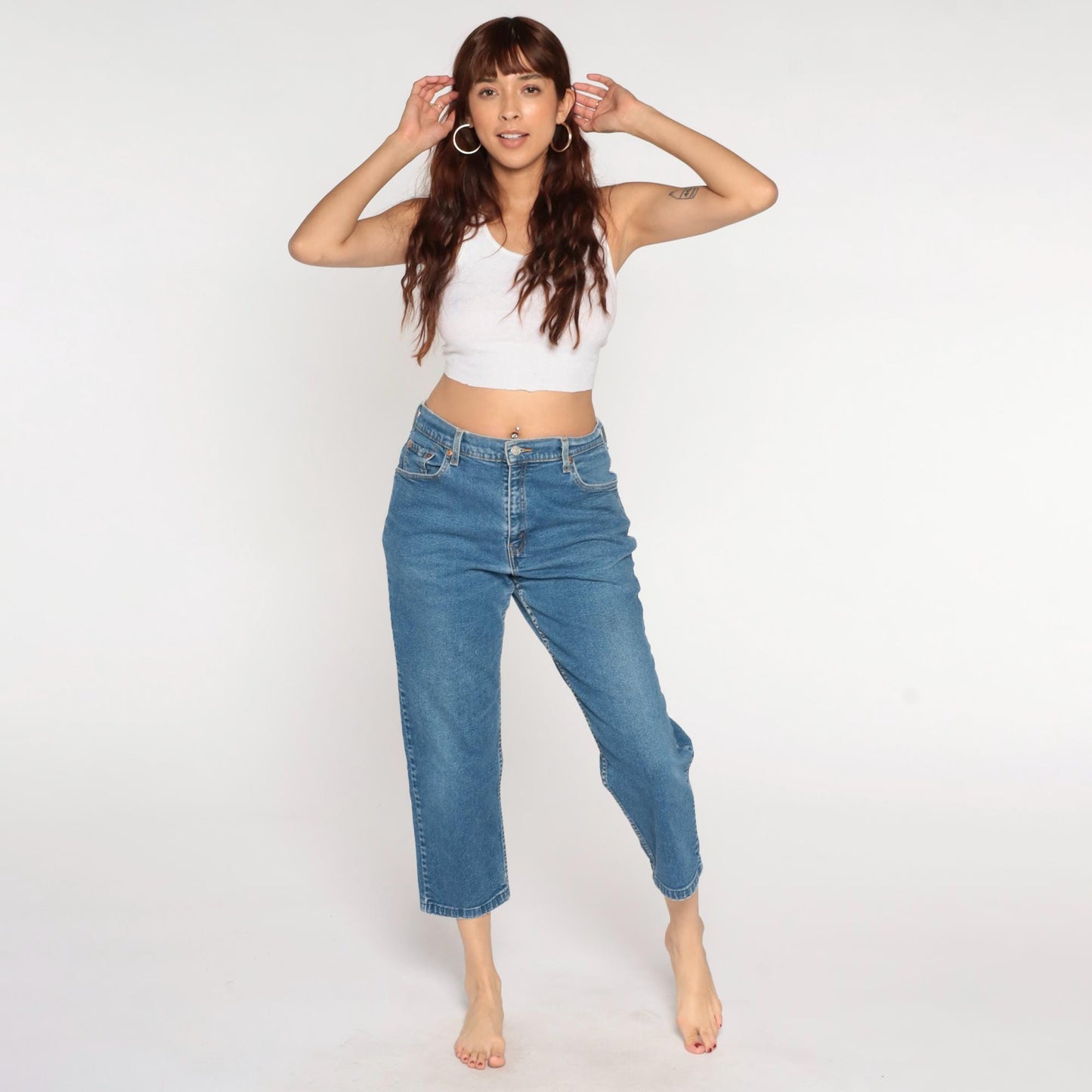 Levi's 550 Y2K High Rise Relaxed Straight Leg Jeans Blue Denim 14