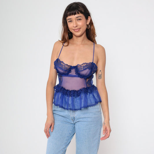 80s Fredericks of Hollywood Purple Lace Camisole Underwire Bustier Medium