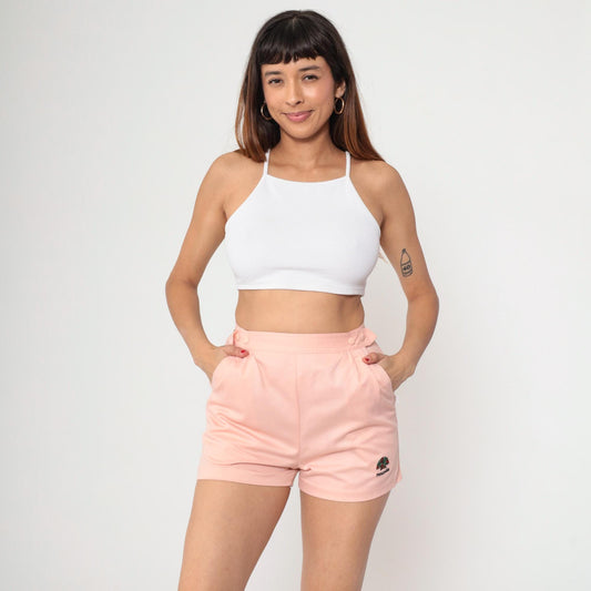 80s Peach Pink High-Waisted Shorts Princeville Kauai Snap Pleated Small S