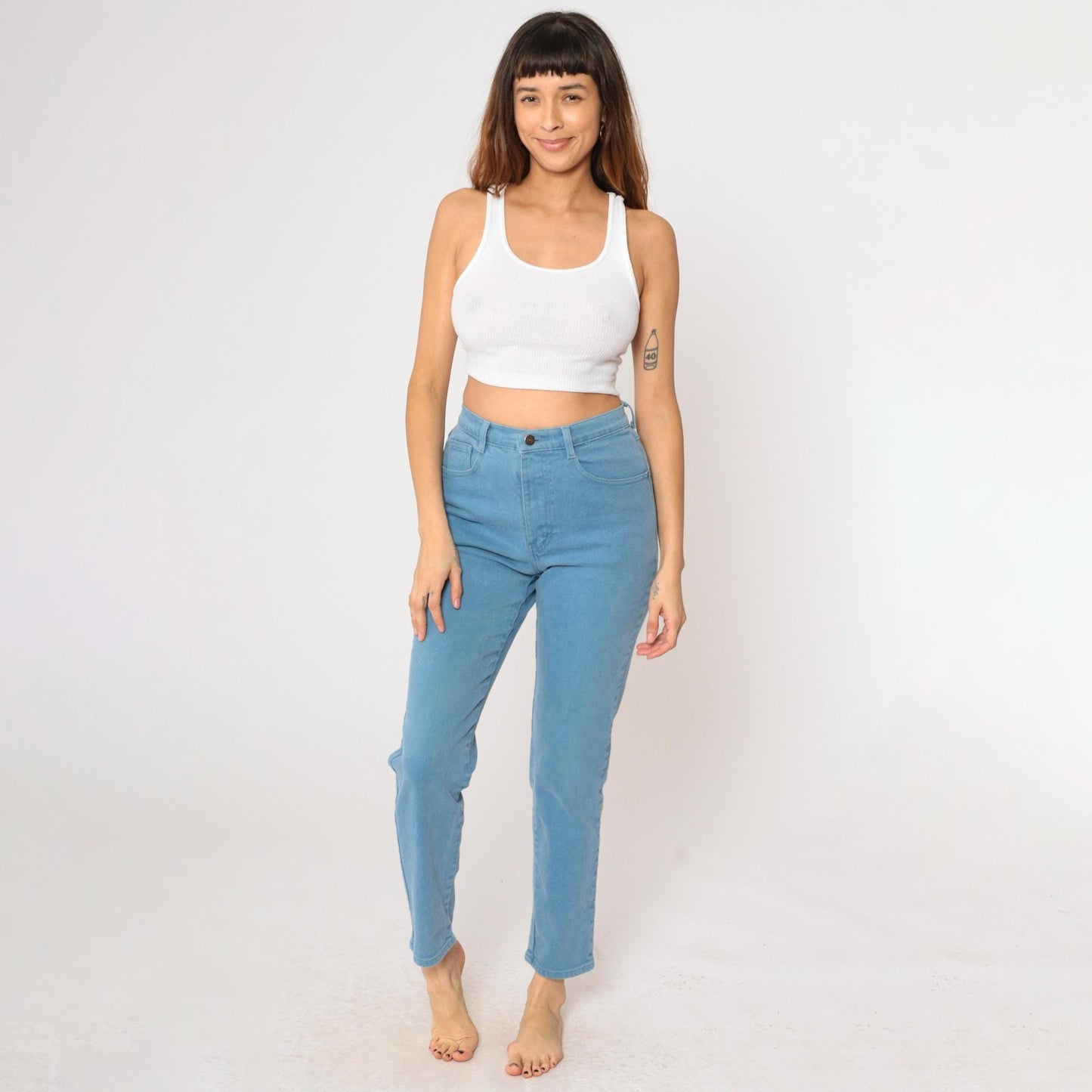 90s Jordache High-Waisted Tapered Jeans Blue Denim Small