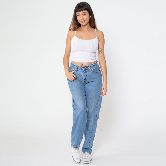 90s Levi's 560 High Waist Mom Jeans Blue Denim Tapered Leg Size 11