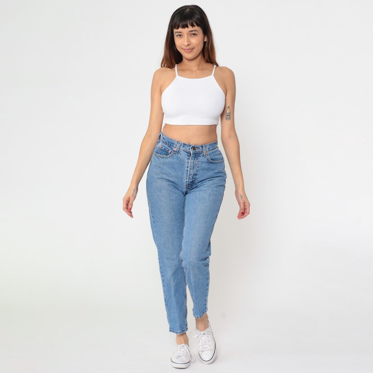 90s Jordache High-Waisted Tapered Jeans Blue Denim Small