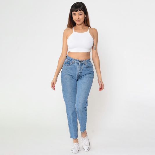 90s Jordache High-Waisted Tapered Jeans Blue Denim Small