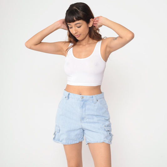90s Gloria Vanderbilt Light Blue Denim Cargo Shorts High Waisted Medium M