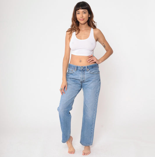 Y2K Levi's 505 Light Blue Straight Leg Mid Rise Jeans Large L