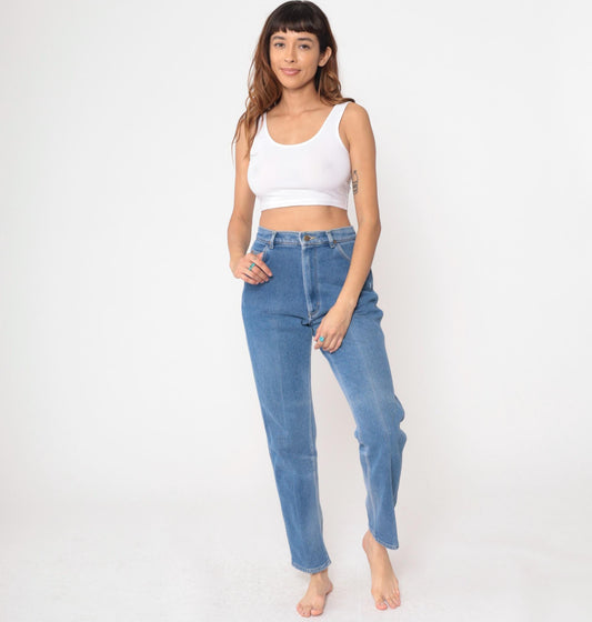 80s Lee Riders High Waisted Mom Jeans Blue Denim Tapered Medium