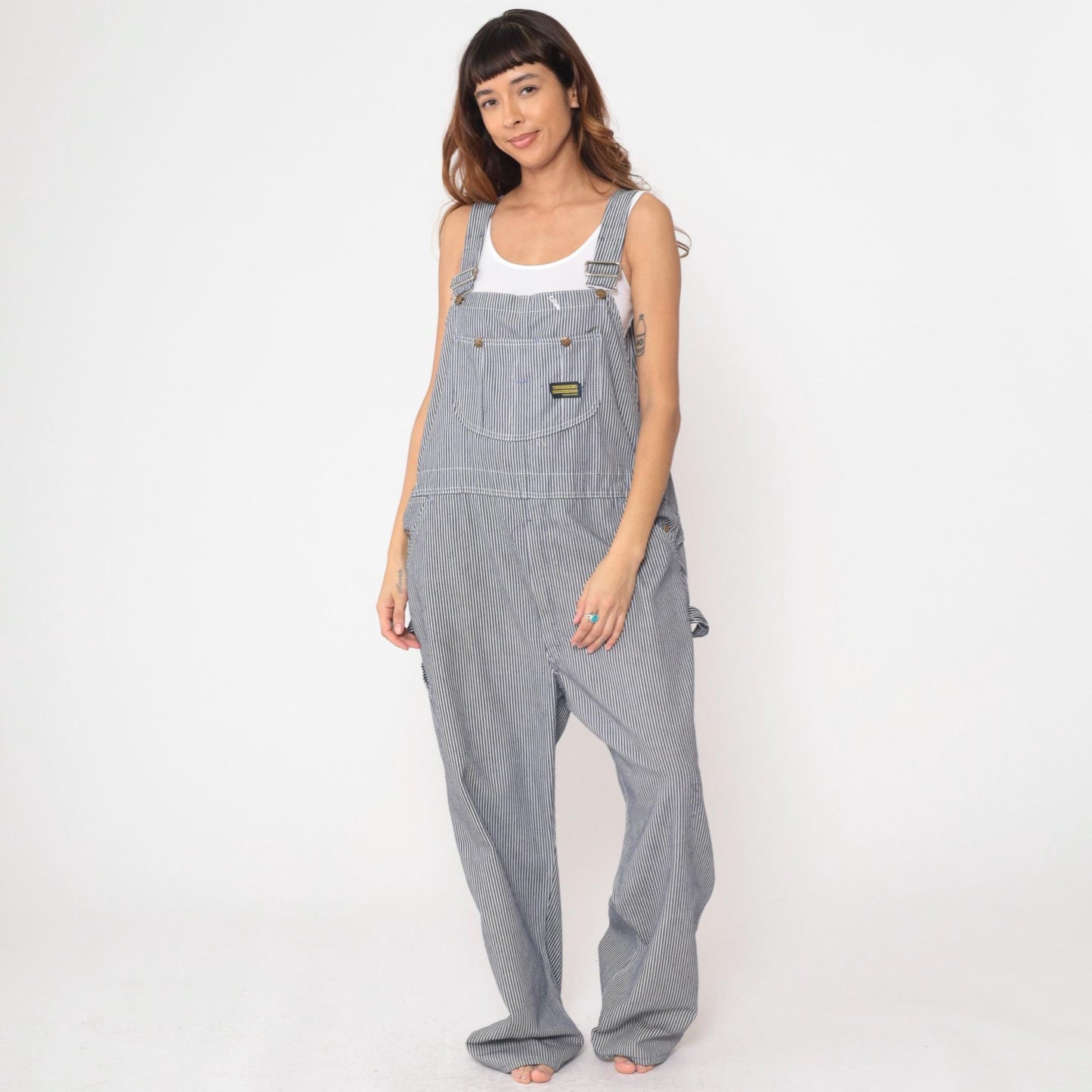 90s Toughskins Union Made Hickory Stripe Bib Overalls Workwear XL