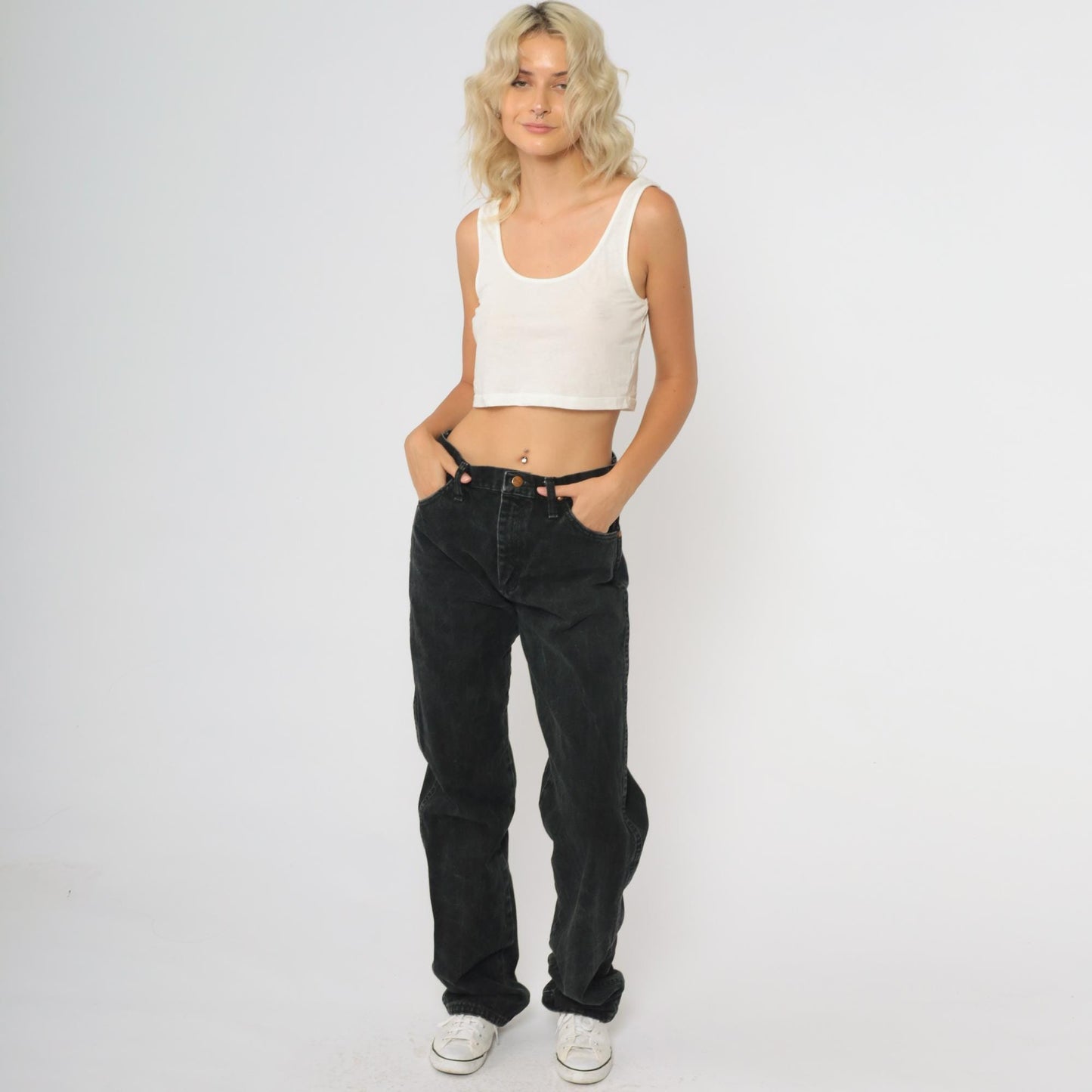90s Wrangler Black Denim Jeans High Rise Straight Leg Cotton Medium M