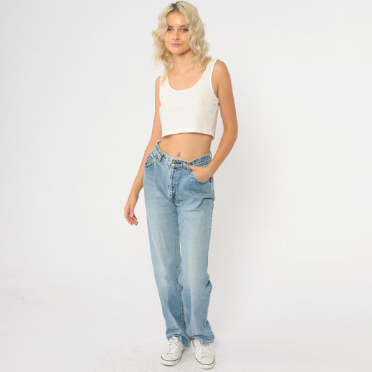 80s Levi's High Waisted Mom Jeans Light Blue Straight Leg Small