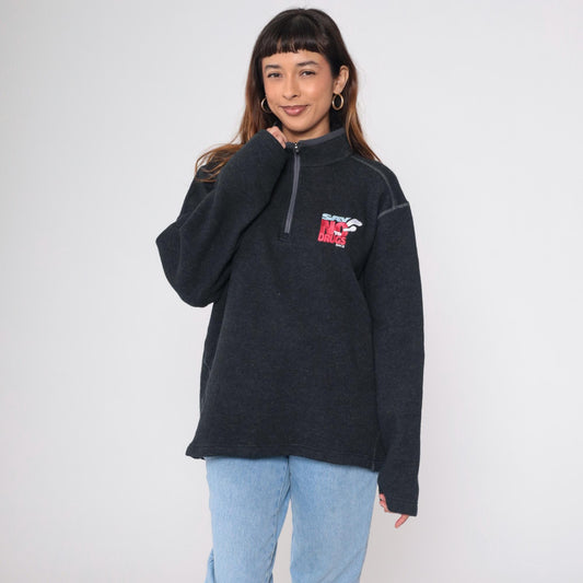 00s Say No To Drugs Race Quarter Zip Sweater Charcoal Grey Knit Large L