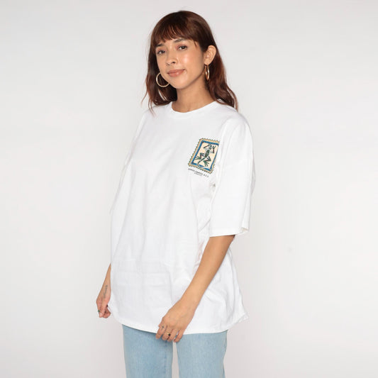 90s Todos Santos BCS Iguana Rana Lizard Graphic T-Shirt White Cotton XXL