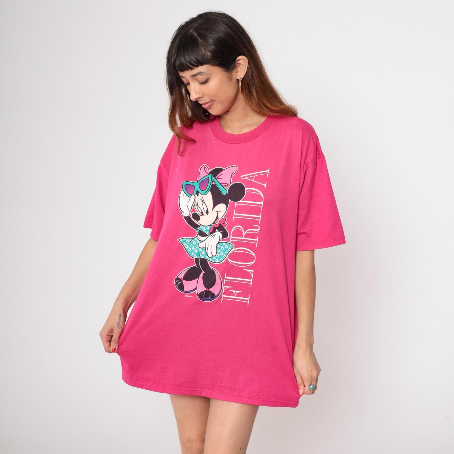 90s Minnie Mouse Florida Graphic T-Shirt Pink Cotton Extra Large