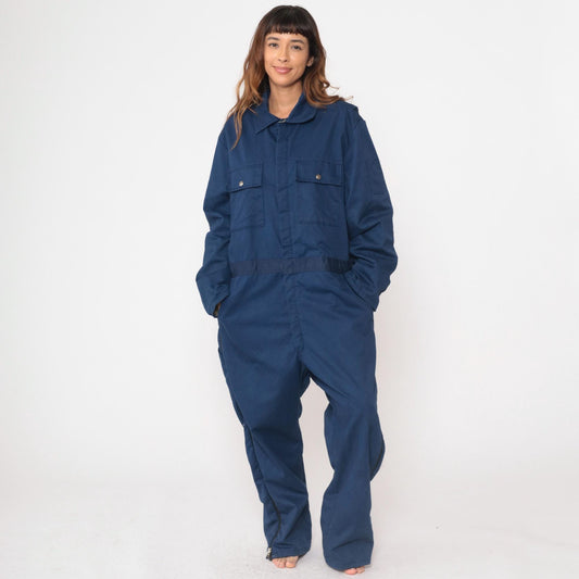 80s Walls Blizzard Pruf Navy Coveralls Insulated Workwear Jumpsuit Large L