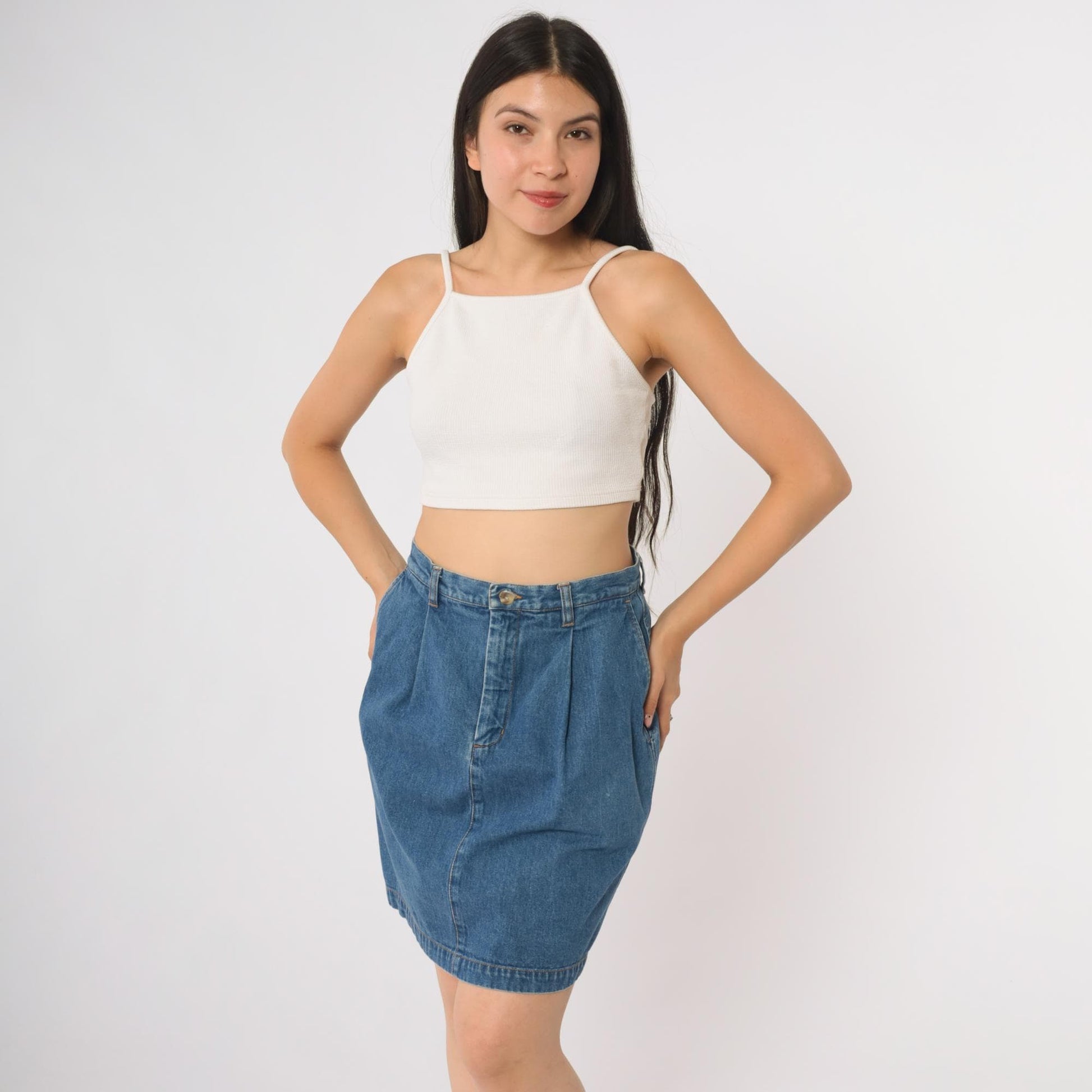 90s Eddie Bauer Denim Mini Skirt High Waist Blue Jean Small S