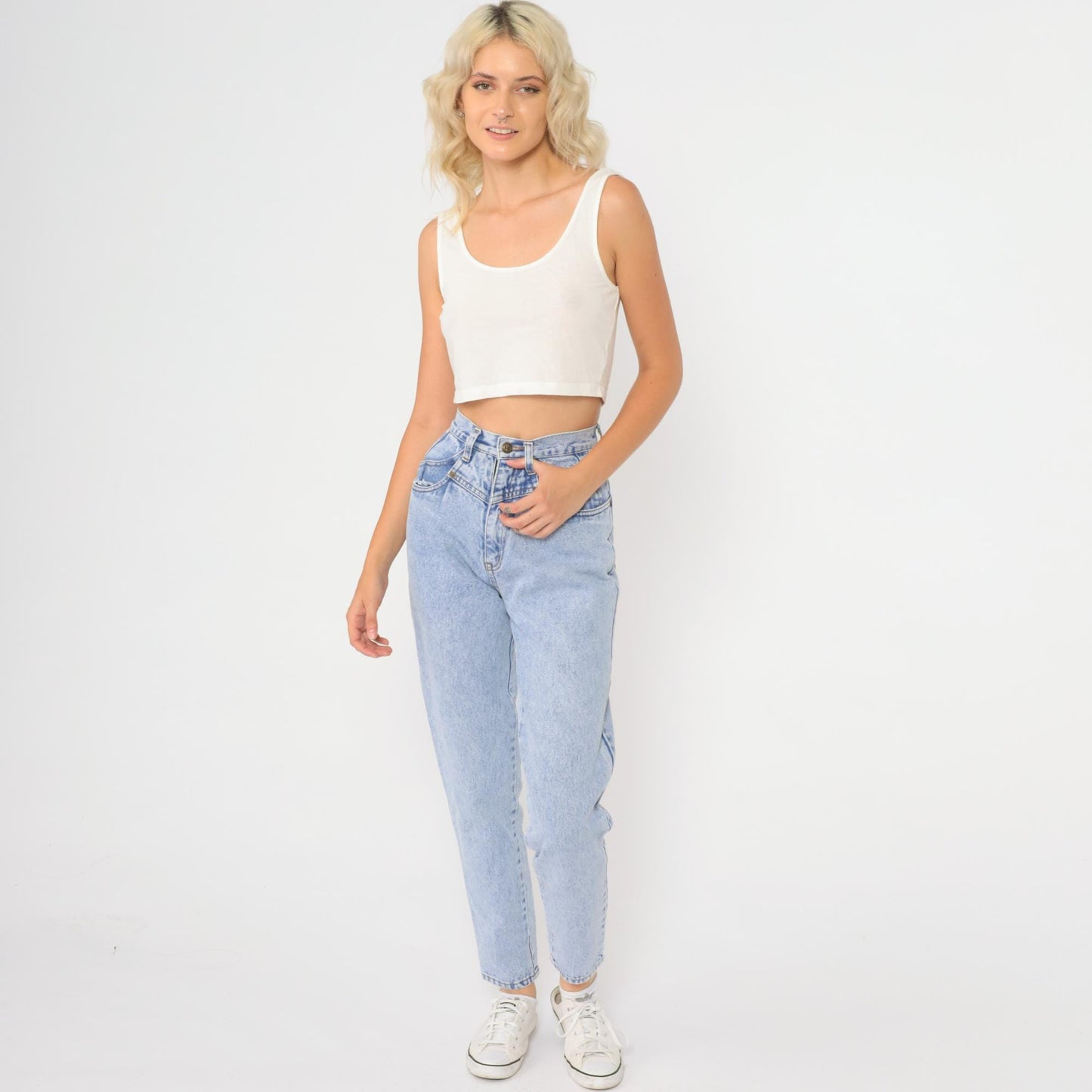 90s Rio Mom Jeans High Waisted Light Blue Denim Straight Leg Extra Small XS
