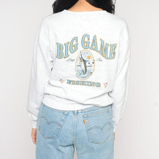 90s Mazatlan Mexico Fishing Sweatshirt Grey Crewneck Small