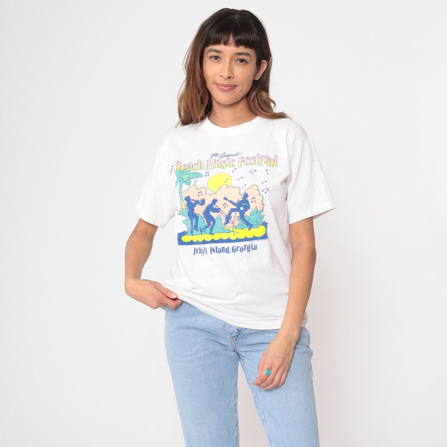 1990 Beach Music Festival Jekyll Island Georgia Concert Tee White Cotton Large