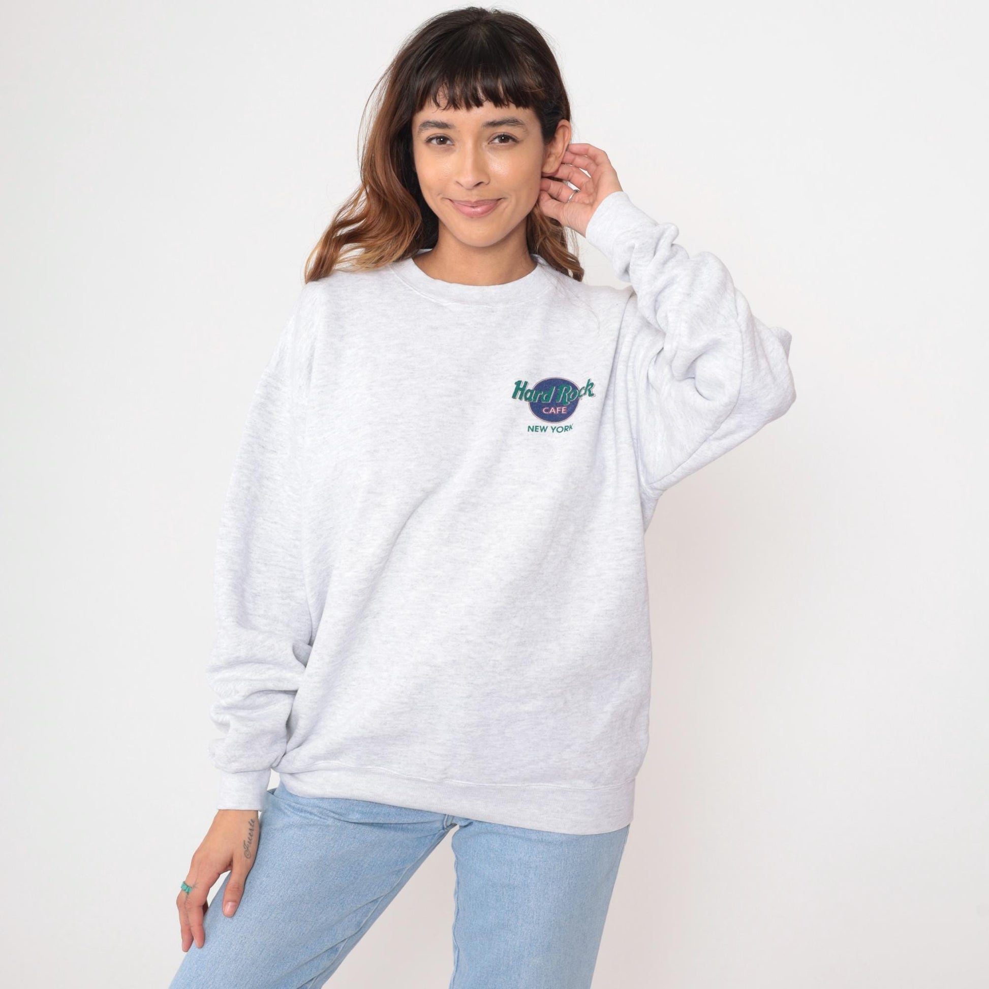 90s Hard Rock Cafe New York Sweatshirt Grey Crewneck Large L