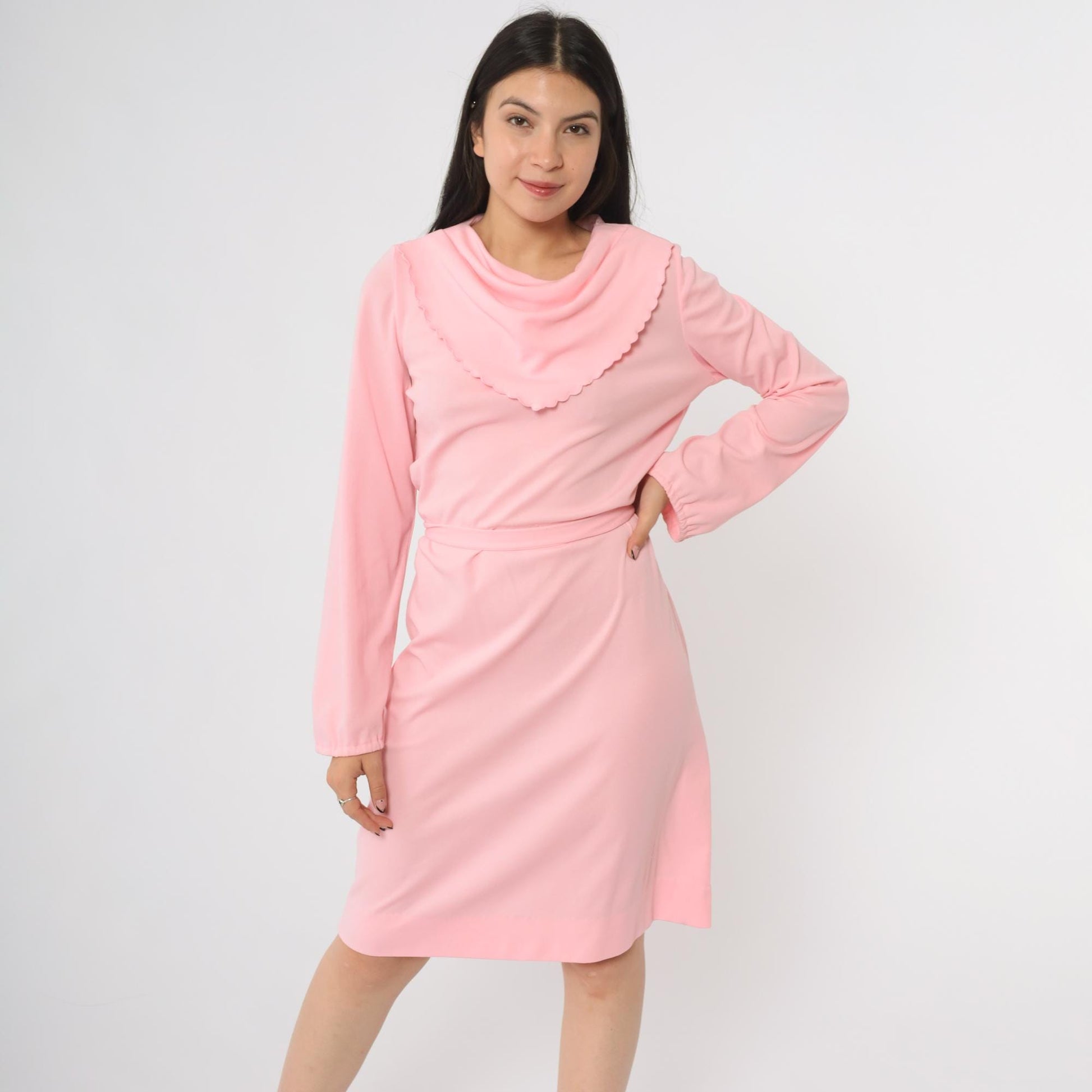 70s Kay Windsor Pink Cowl Neck Midi Dress Scallop – Shopexile