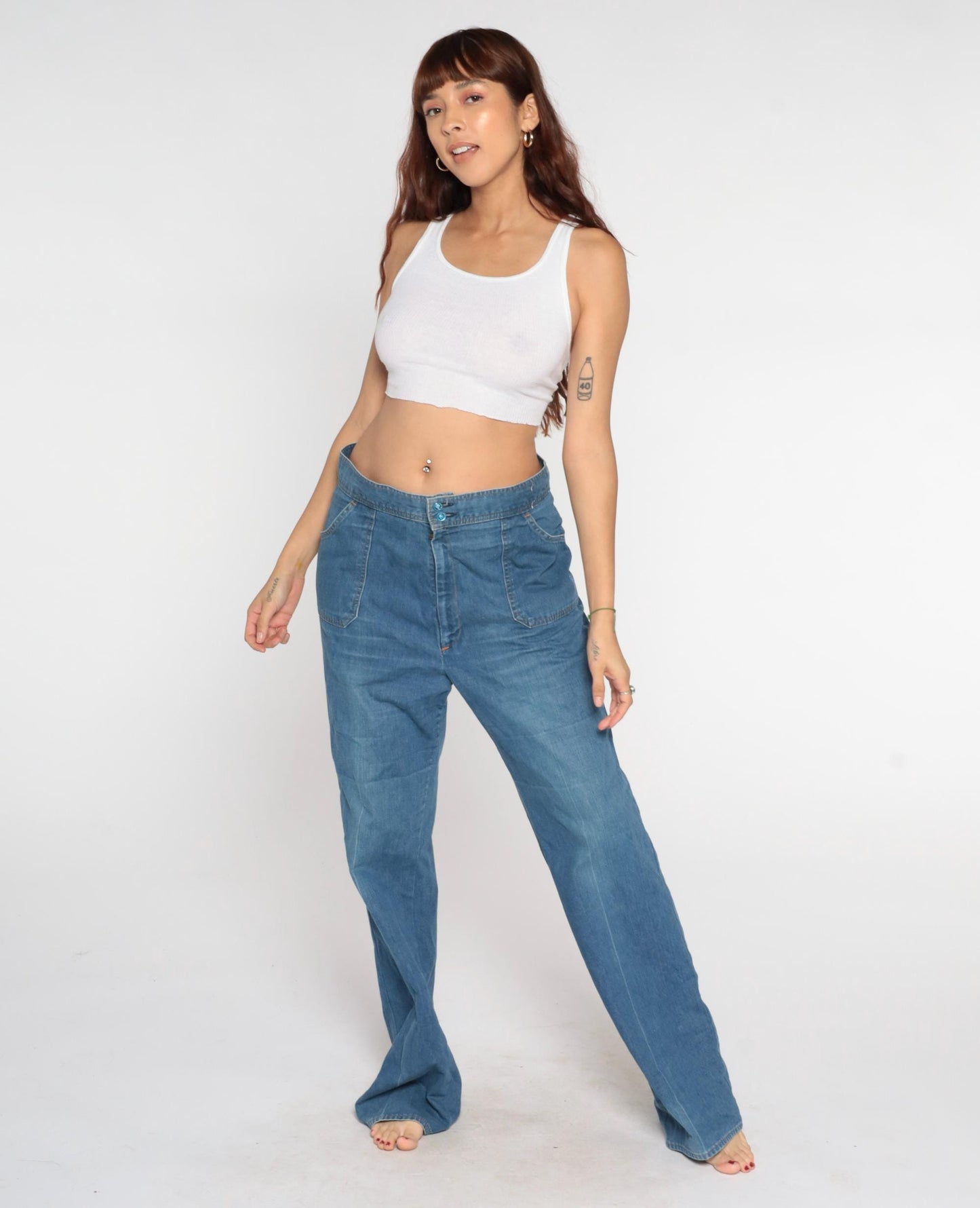 1970s Levi's Straight Leg Jeans High Waisted Blue Denim 32x33