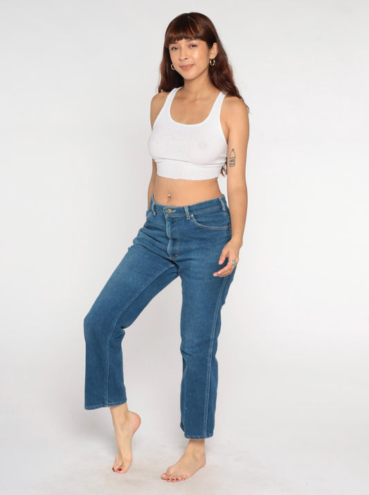 80s Lee Jeans High Waisted Straight Leg Blue Denim 34x30
