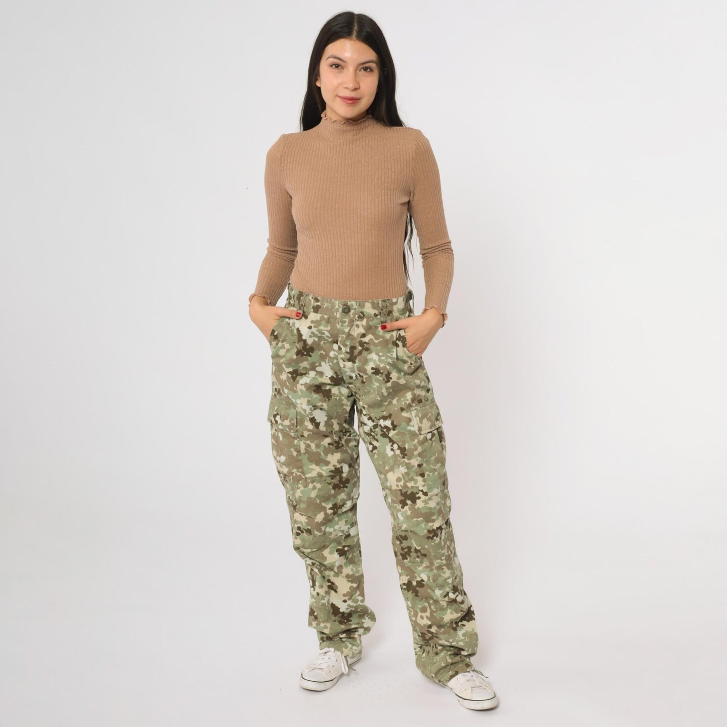 90s Rothco BDU Camouflage Cargo Pants Olive Multi-Pocket Small S