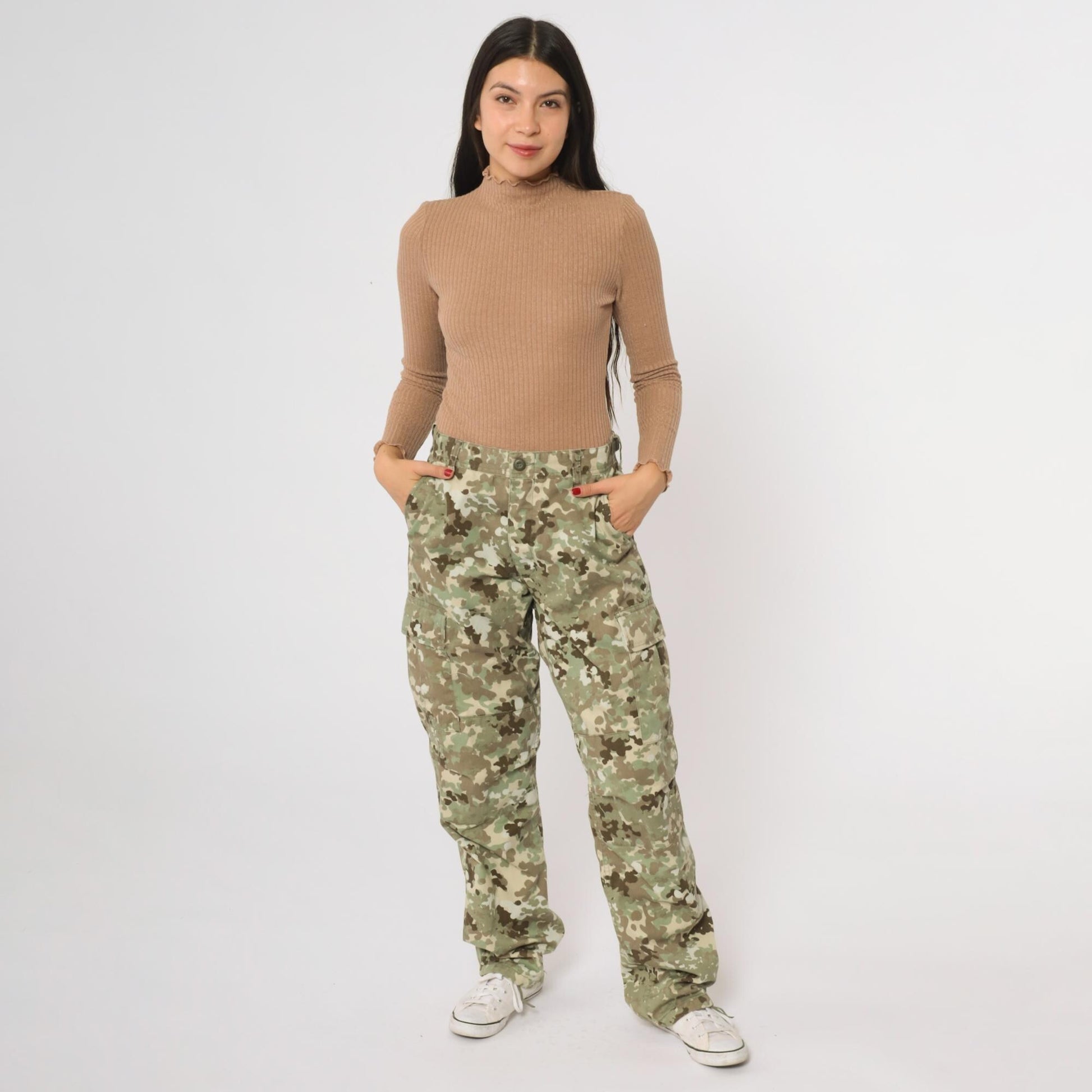 90s Rothco BDU Camouflage Cargo Pants Olive Multi-Pocket Small S