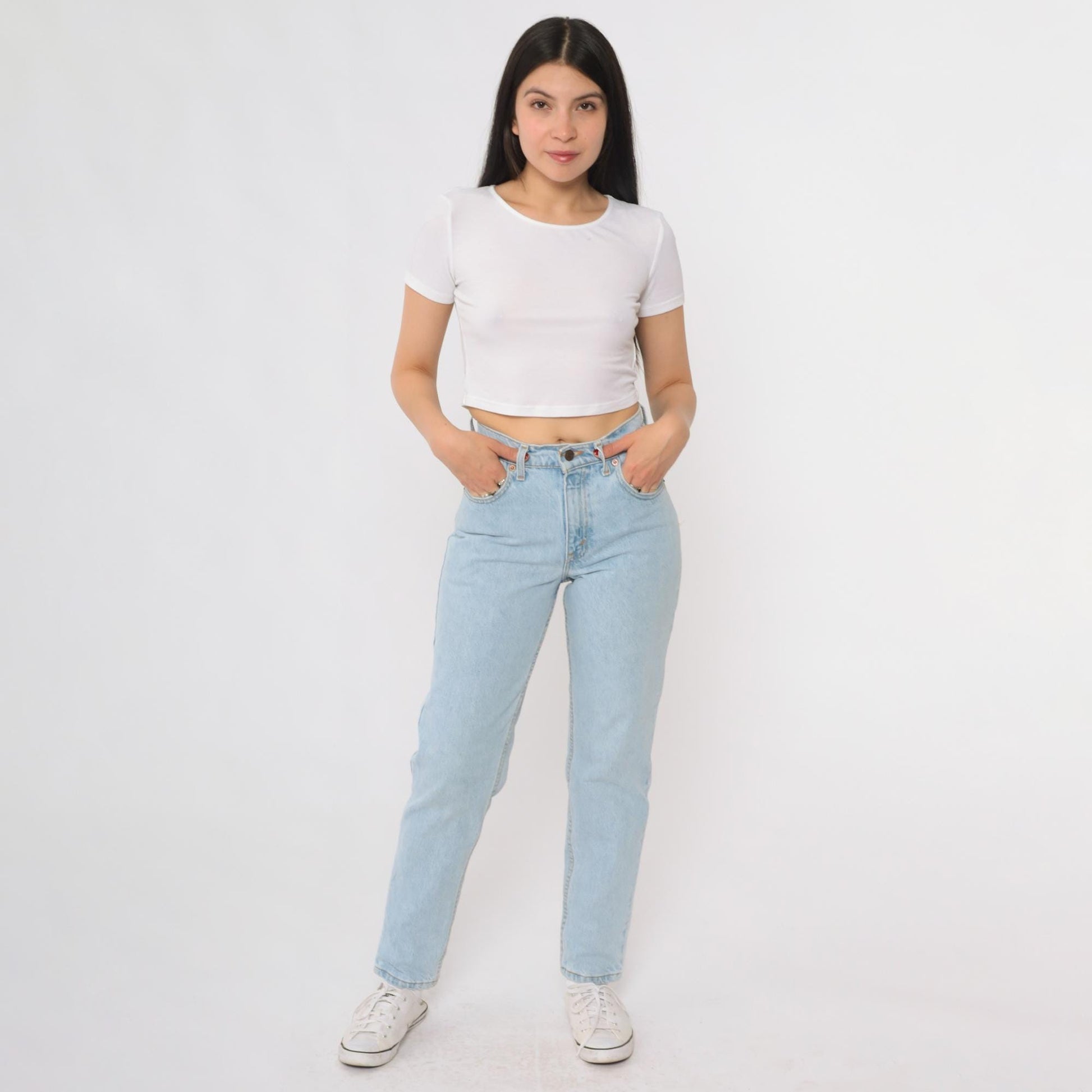 Levi's 550 90s Light Blue High Waisted Jeans Tapered Leg Extra Small XS
