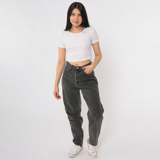 90s GAP Black High Waisted Jeans Relaxed Tapered Cotton Denim Small 6