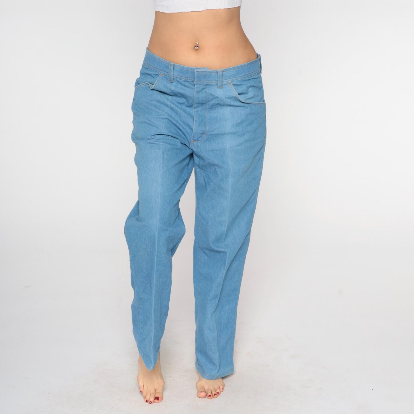 90s Wrangler Straight Leg Jeans Light Blue Denim High Waist 36x30