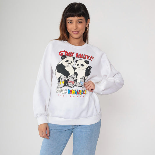 80s Australia Koala Sweatshirt Pandas Down Under Graphic Pullover Medium