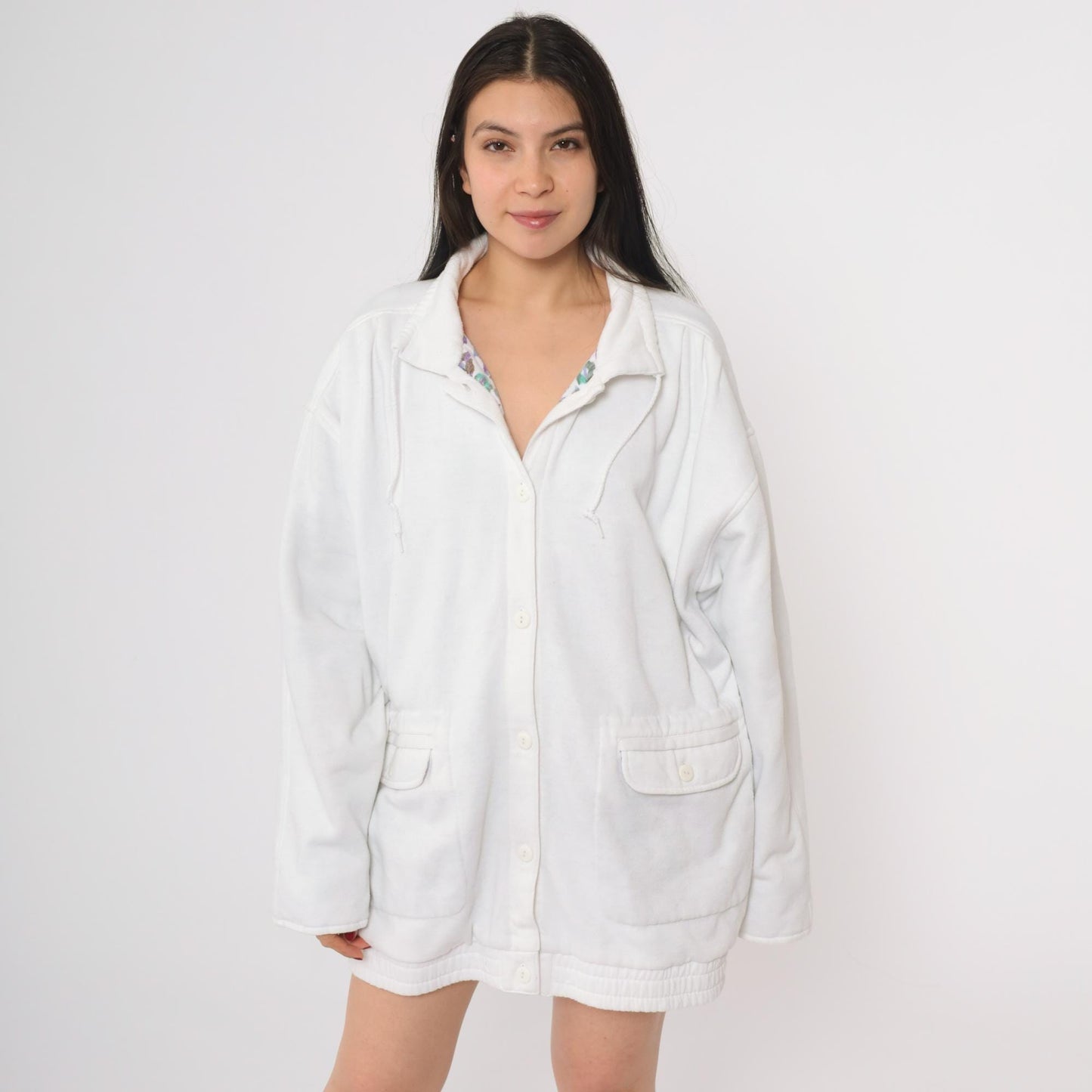 90s Blair White Collared Button-Up Sweatshirt Jacket Extra Large XL