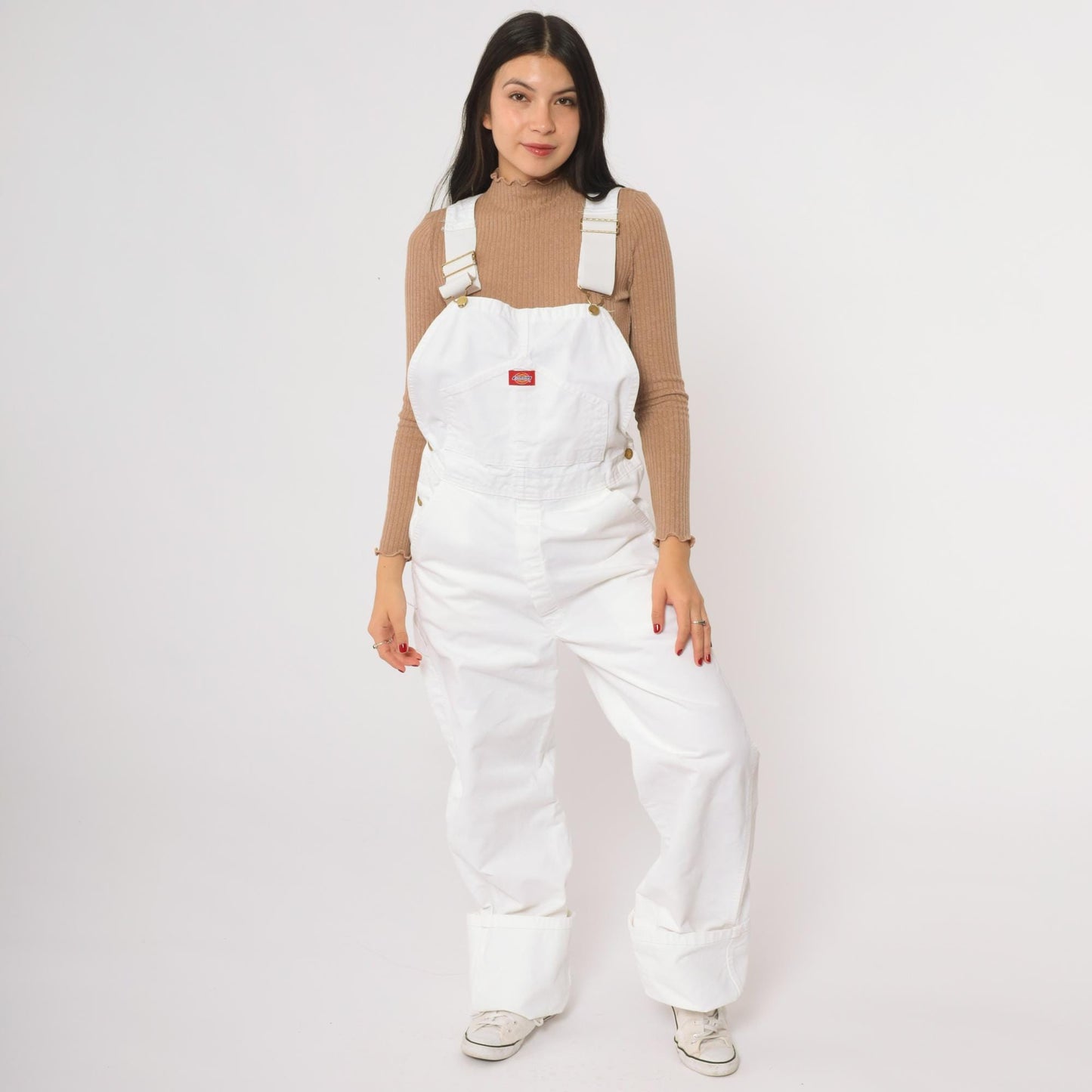 Y2K White Dickies Carpenter Overalls Baggy Utility Jumpsuit Small S