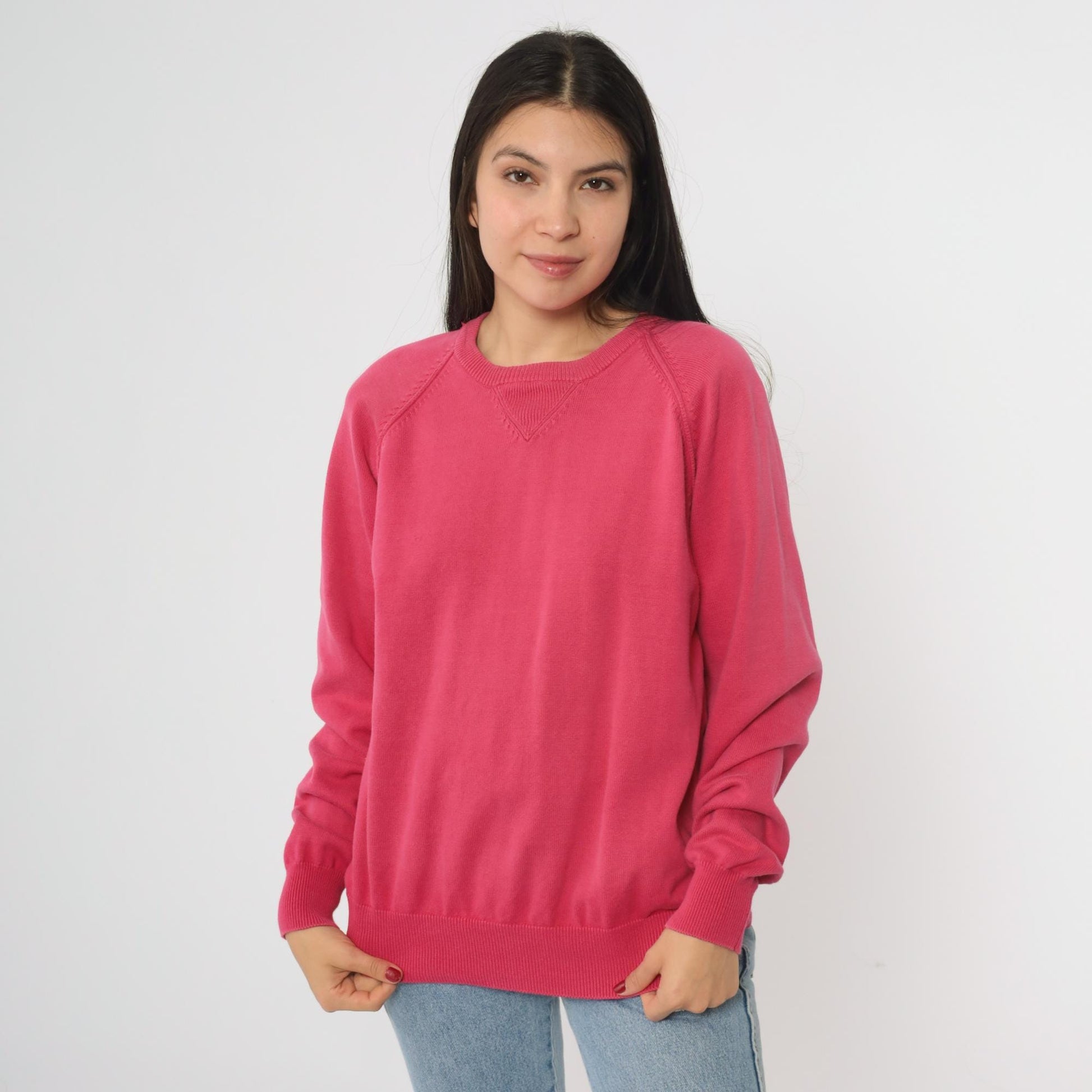 90s Pink Cotton Crewneck Sweatshirt Small S