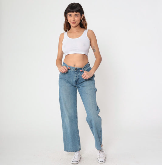 Y2K Arizona Jean Cargo Jeans Blue Denim Mid Rise Baggy Medium 30