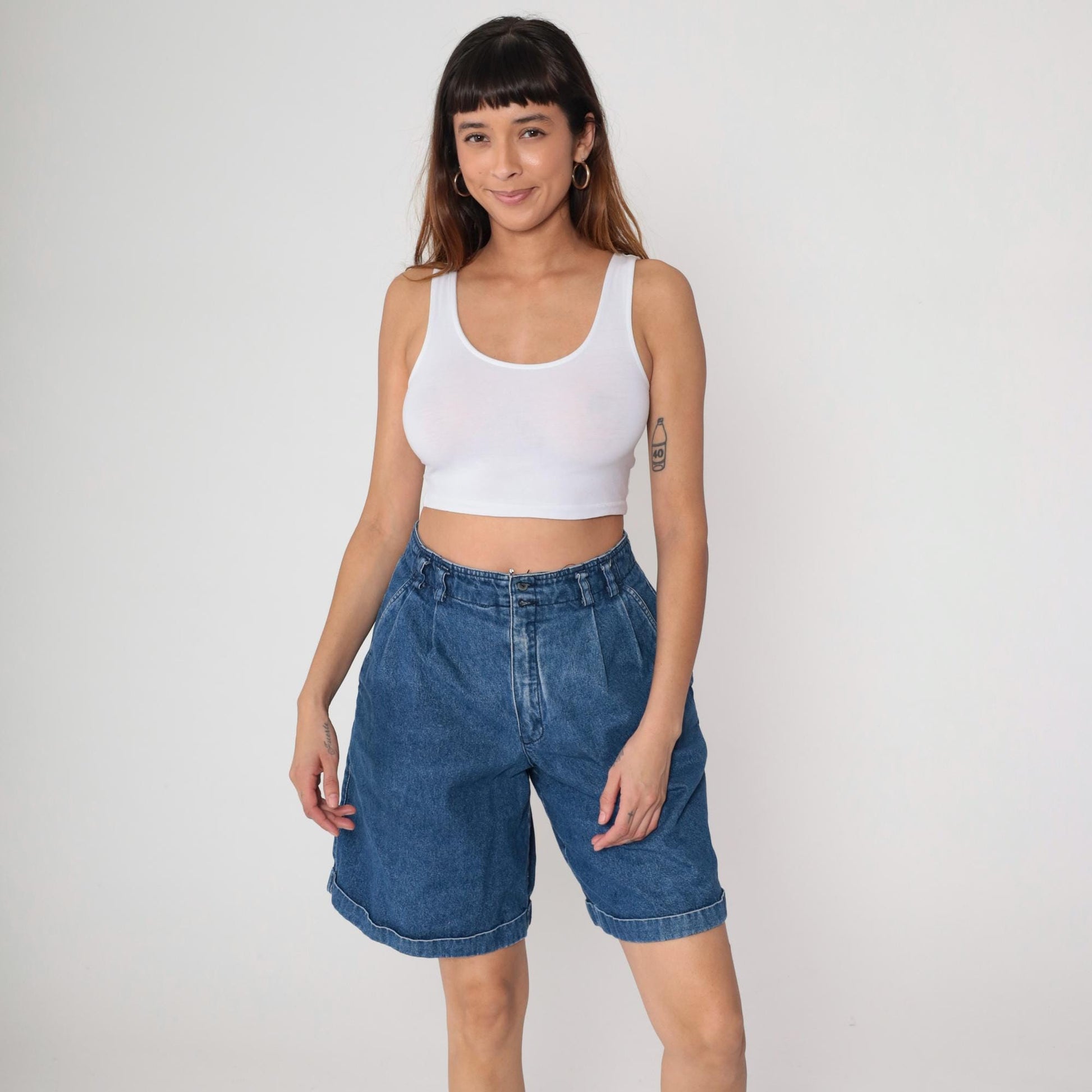 90s Liz Claiborne Pleated Jean Shorts Blue Denim High Waisted Medium