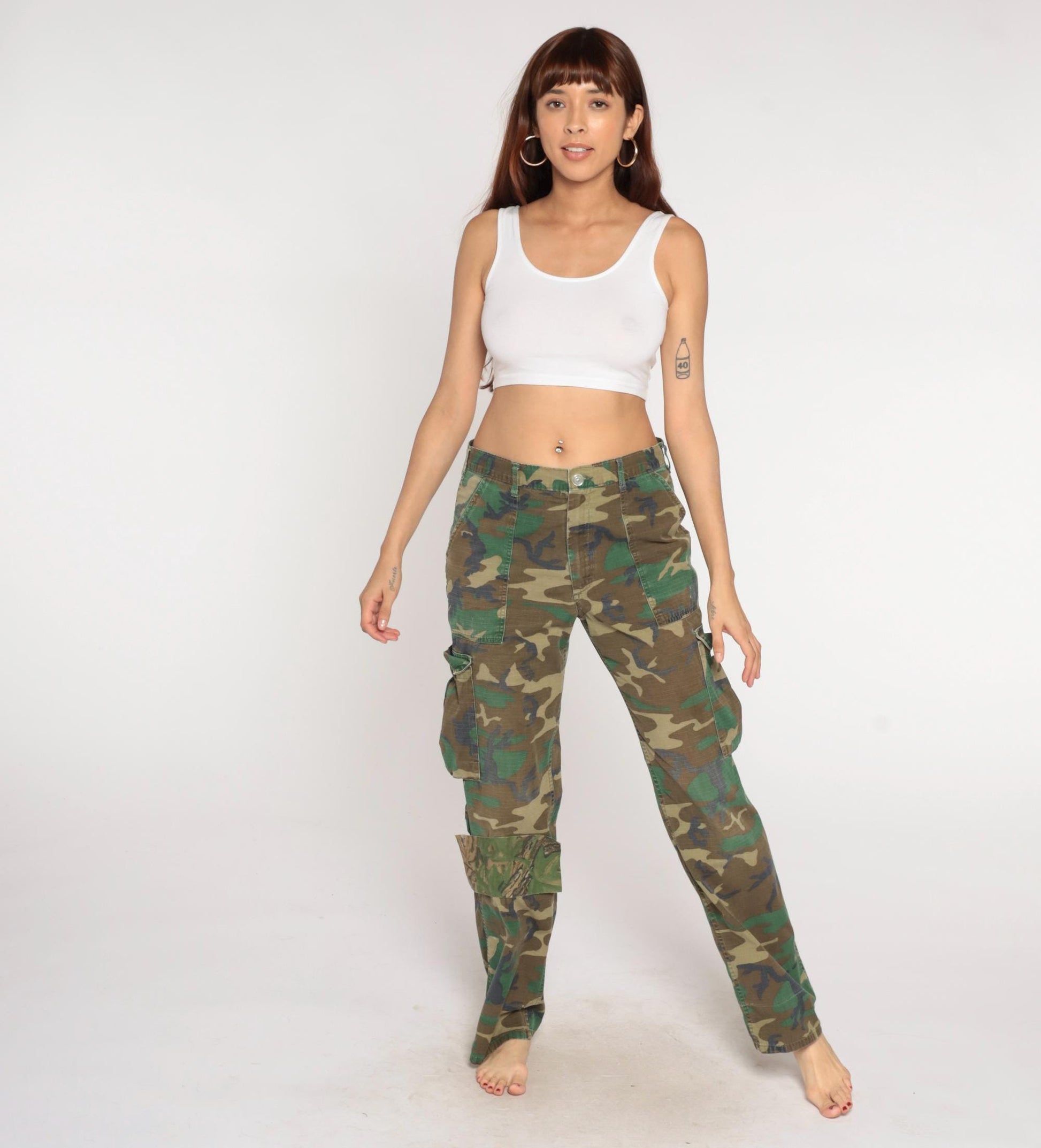 90s Woodland Camo Cargo Pants Military BDU Cotton USA Made Medium