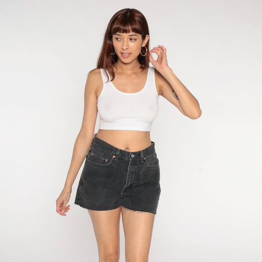 Y2K Levi's 550 Black Denim Cut-Off Shorts High Waisted Medium