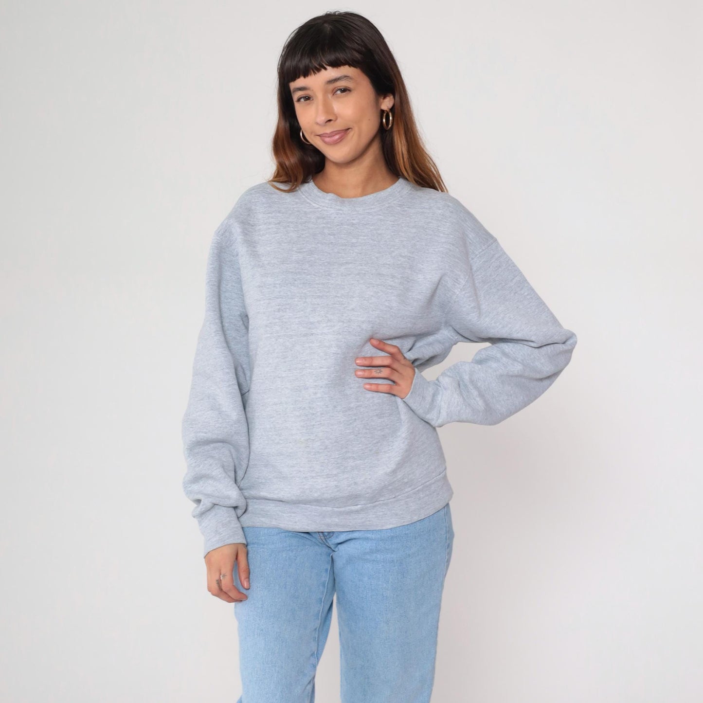 80s BVD Heather Grey Raglan Sweatshirt Crewneck Pullover Large L