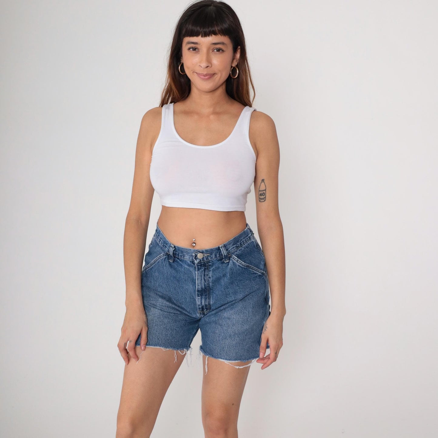 90s Wrangler Denim Cargo Shorts High Waist Blue Jean Medium 30
