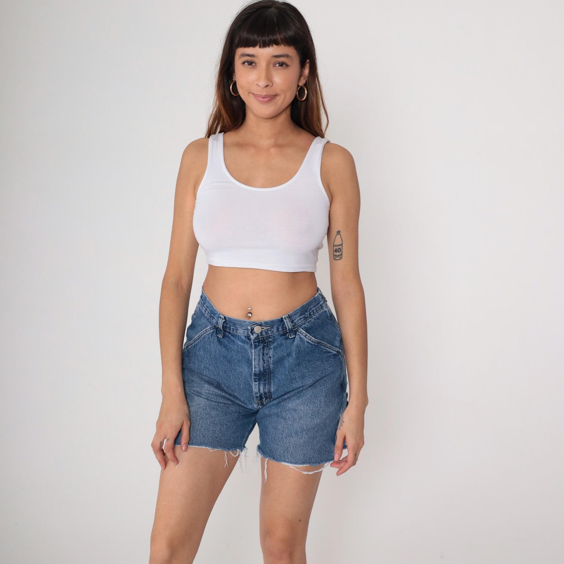 90s Wrangler Denim Cargo Shorts High Waist Blue Jean Medium 30
