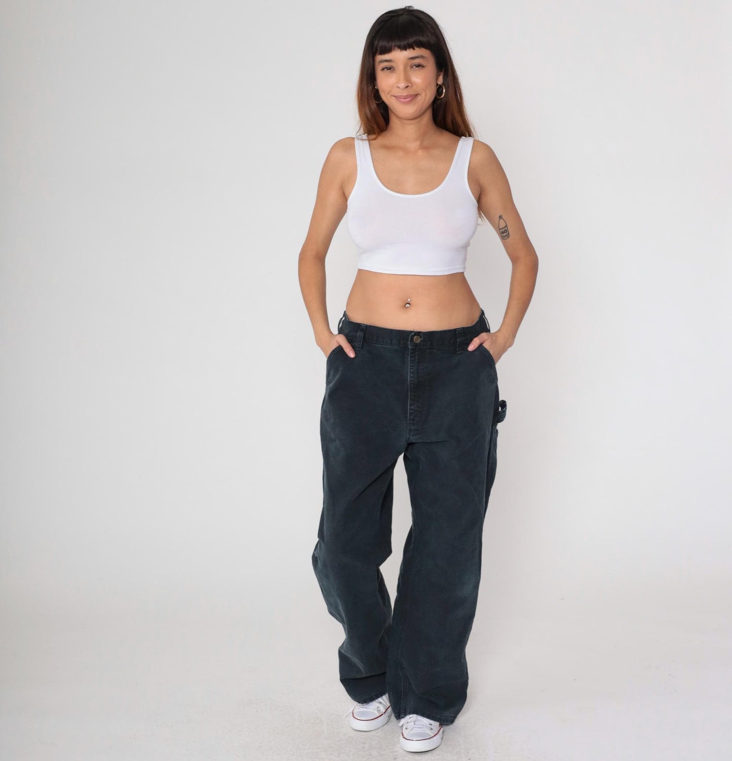90s Carhartt Black Double Knee Work Pants 38x32 Denim Workwear Large
