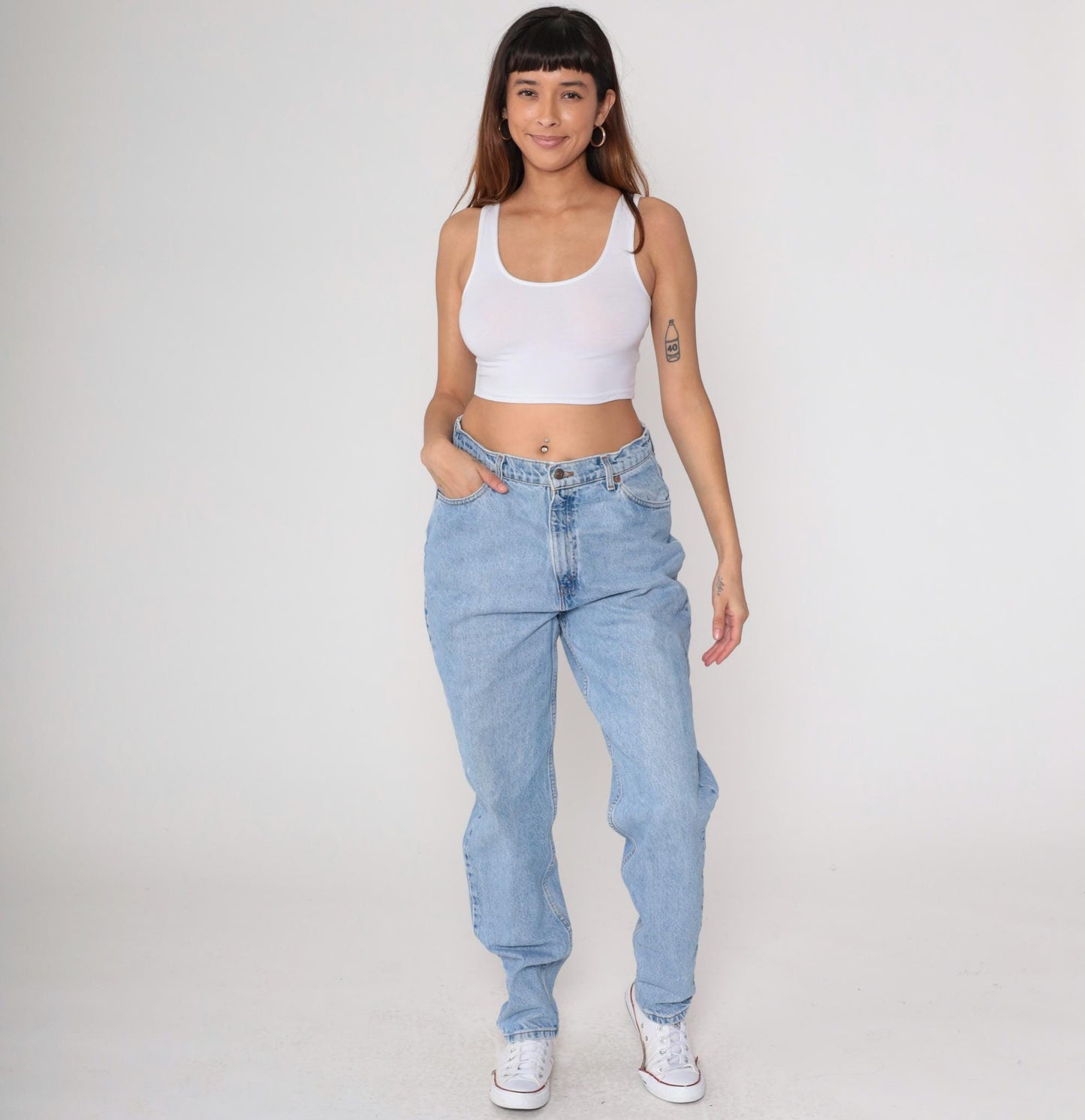 Levi's 521 High Waist Mom Jeans Blue Denim Tapered 90s 16 Long