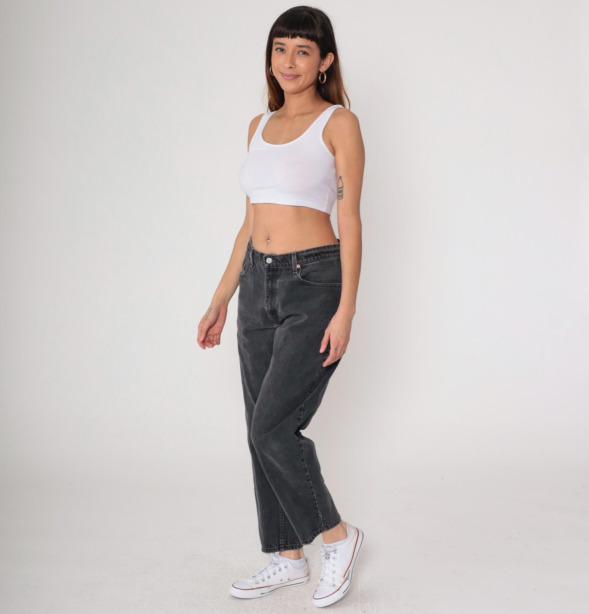 90s Levi's 560 Black Denim Jeans High Waist Relaxed Fit 32x30