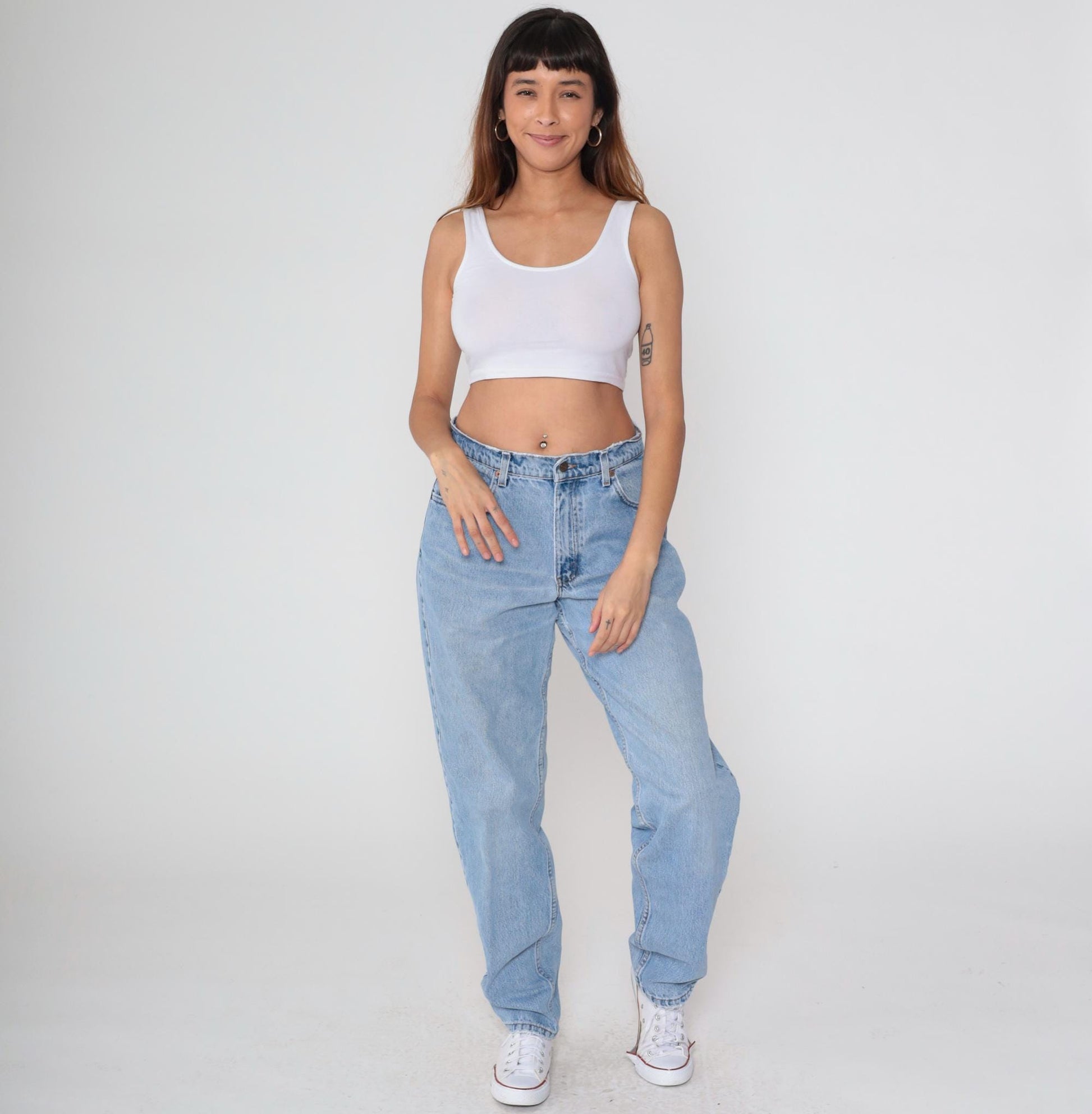 Levi's 560 High Waist Mom Jeans Blue Denim Straight Leg 32 Waist