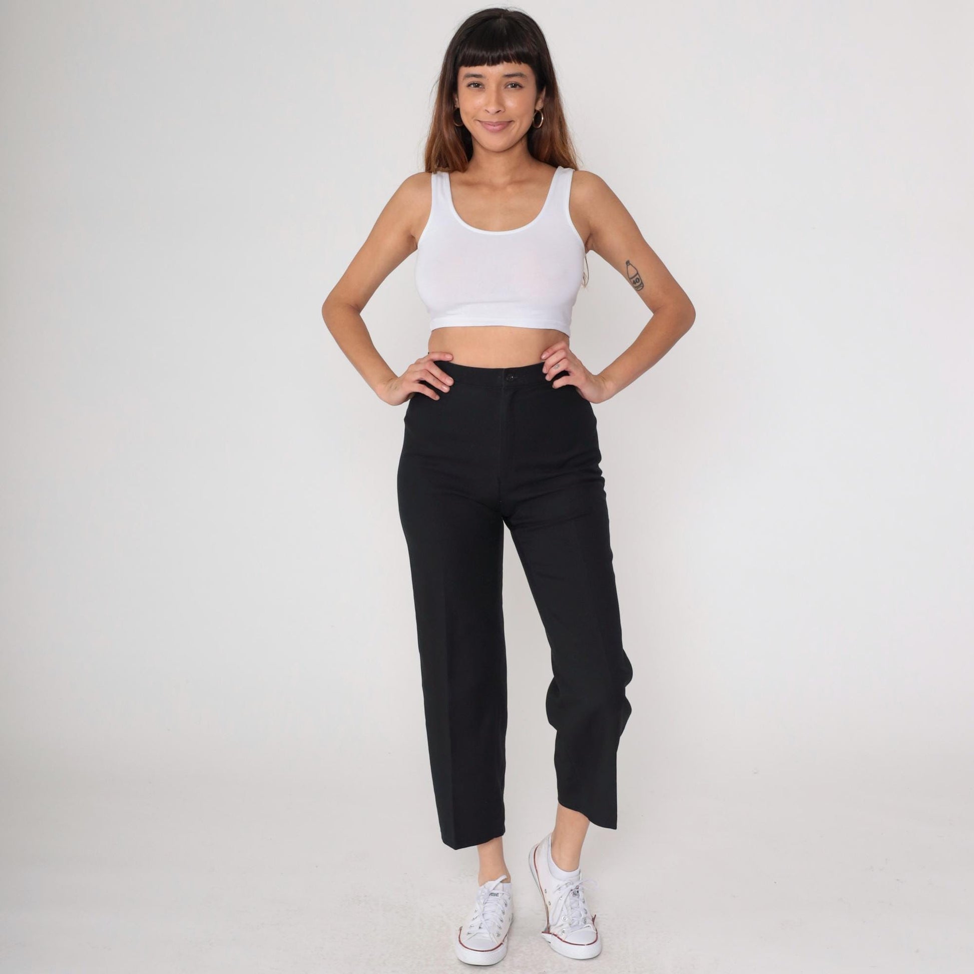 70s Levi's Bend Over Black High-Waist Straight-Leg Trousers Small