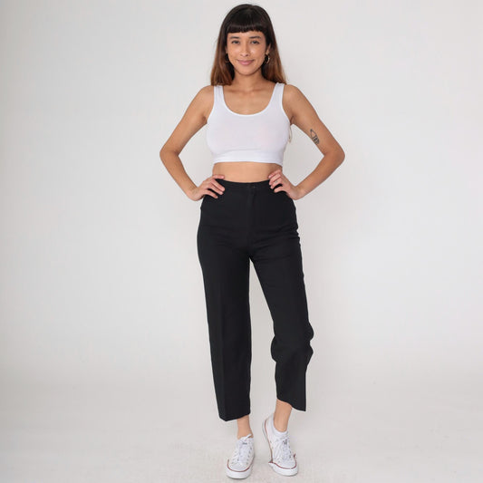70s Levi's Bend Over Black High-Waist Straight-Leg Trousers Small