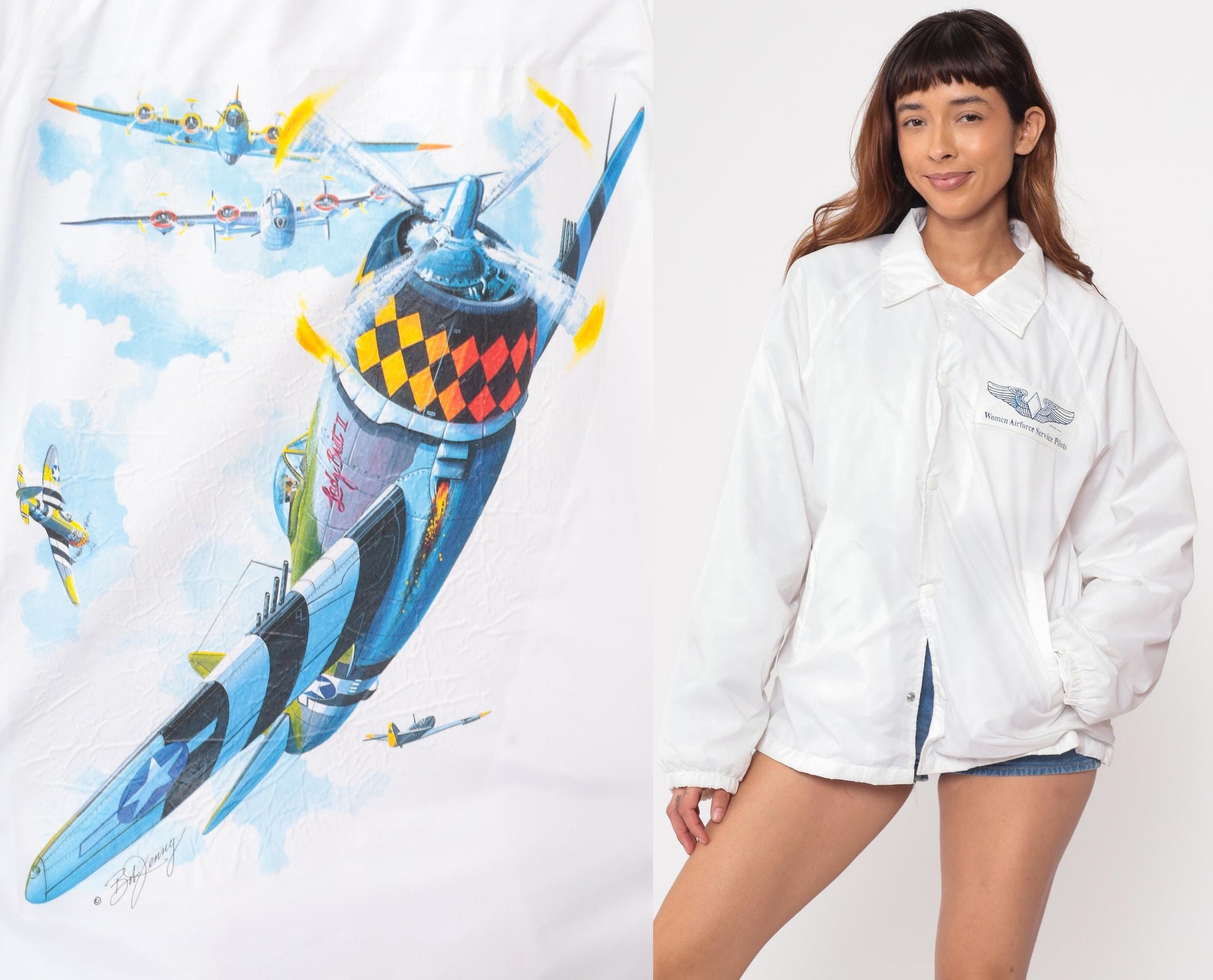 80s WASP Women Airforce Service Pilots Commemorative Windbreaker White Medium